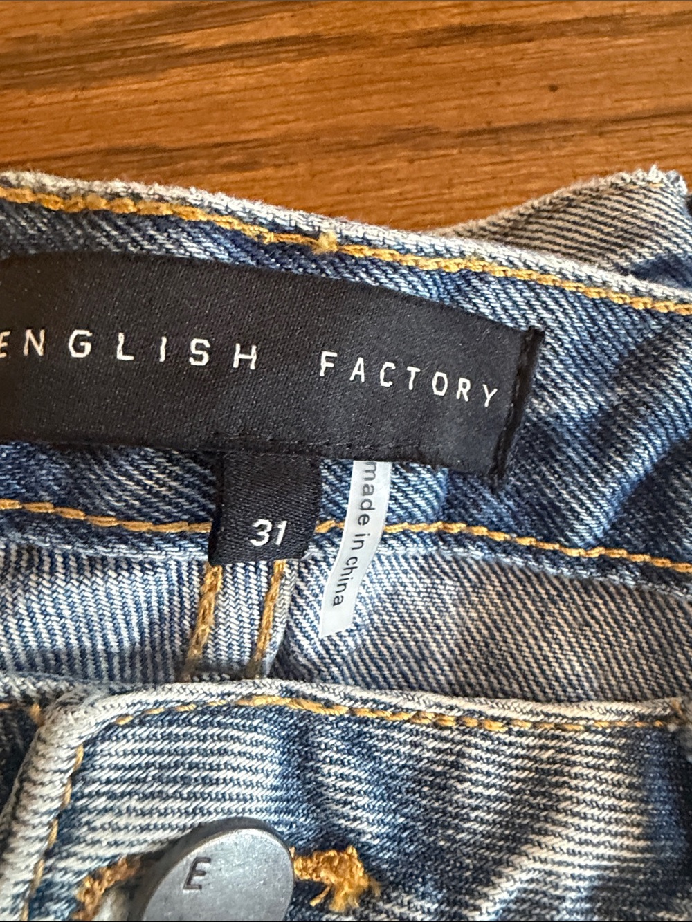 English Factory Medium Wash Denim Jeans with Yellow Stitching size 31 NWT